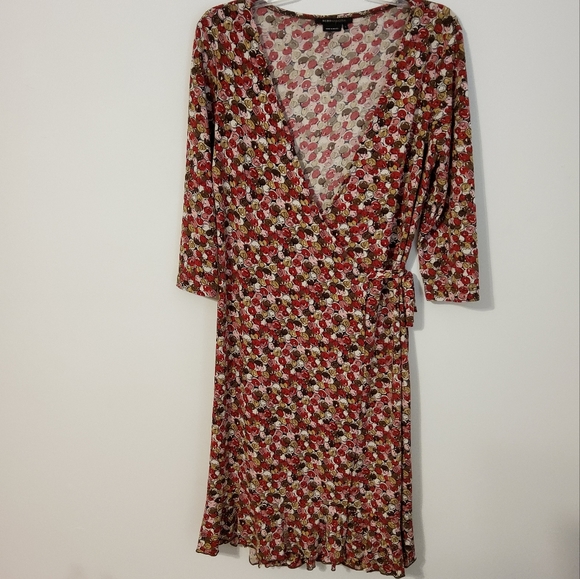 BCBGMaxAzria Dresses & Skirts - BCBG Maxazria Stretch Multi Colored Surplice Shift Wrap Dress Size L
